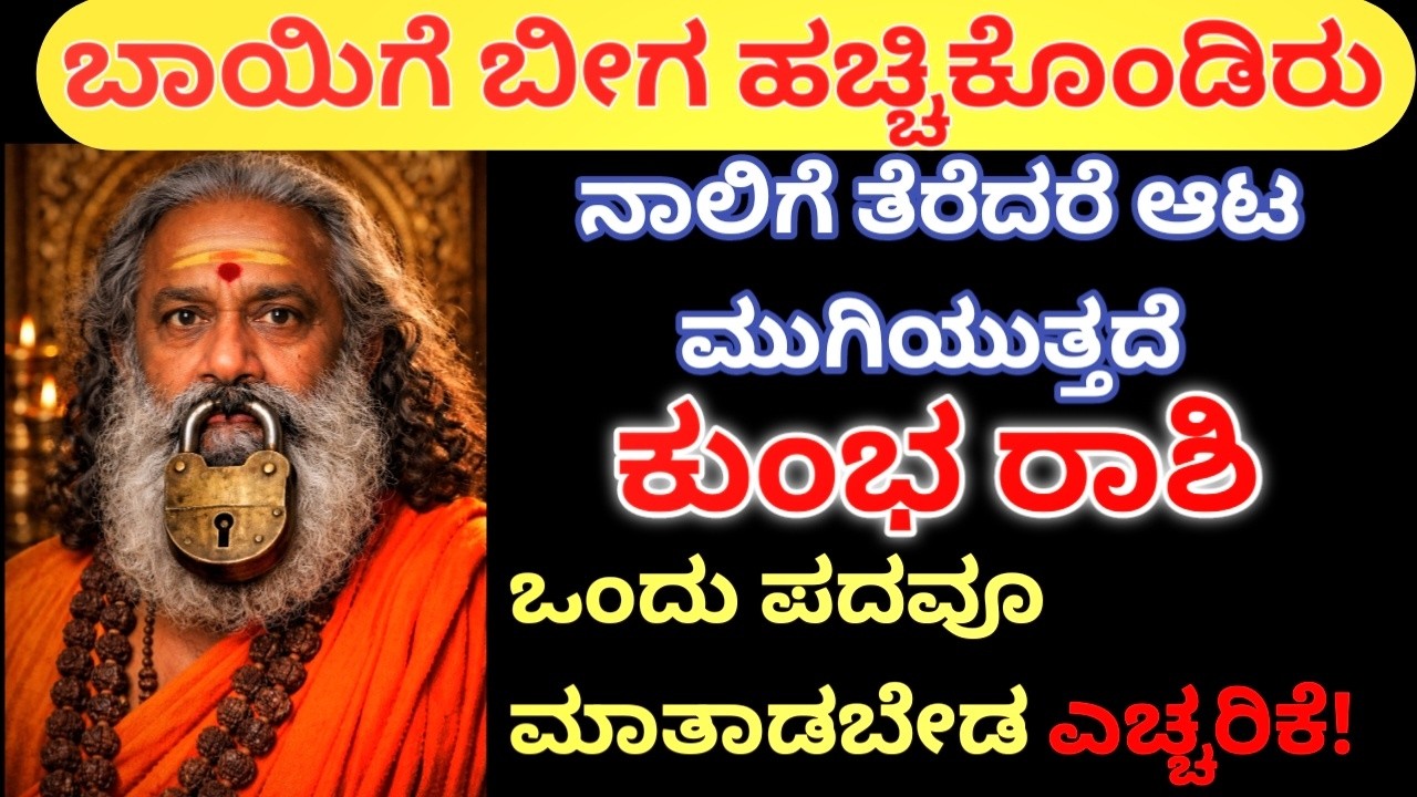ಬಾಯಿಗೆ ಬೀಗ ಹಚ್ಚಿಕೊಂಡಿರುನಾಲಿಗೆ ತೆರೆದರೆ ಆಟ ಮುಗಿಯುತ್ತದೆ ಕುಂಭ ರಾಶಿಒಂದು ಪದವೂ ಮಾತಾಡಬೇಡ ಎಚ್ಚರಿಕೆ!
