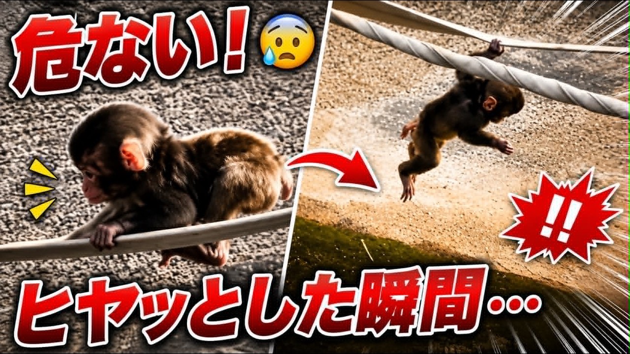 危ない！】見ていてヒヤッとした赤ちゃん猿の瞬間…🐒💦 A heart