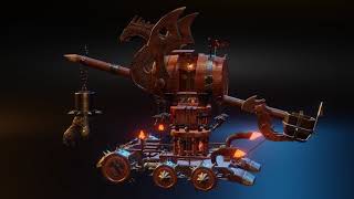 Celebrity Blender 2.91 Dragon War Catapult Concept 360° Profile