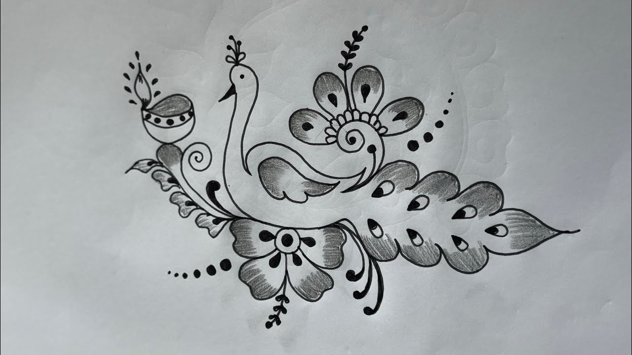 Free hand attractive peacock 🦚 rangoli design 🌺