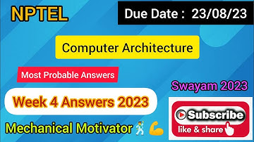 Computer Architecture | Week 4 Quiz | Assignment 4 Solution | NPTEL | SWAYAM 2023
