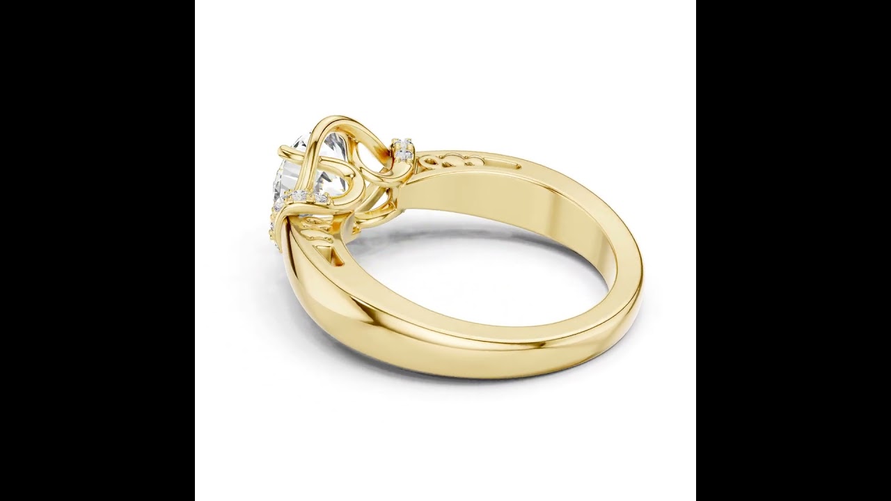 Unique Round Cut Filigree Shank With Hidden Halo Ring