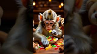 🐒Mono ASMR comiendo dulces 🍬🎤#asmr #cute #satisfying #candy #monkey #animals #shorts #trending #wow