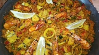 بايلا بالقمرون وفواكه البحر على طريقتي الخاصة جد رائعة ولذيذة recette de paella شهيوات رمضانية 🌙