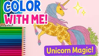 How to Color a Beautiful Unicorn | Relaxing Drawing for Kids with Colored Pencils 🦄🎨 screenshot 5