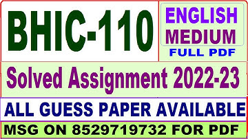 bhic 110 solved assignment 2022-23 / bhic 110 solved assignment in English / ignou ba history solved