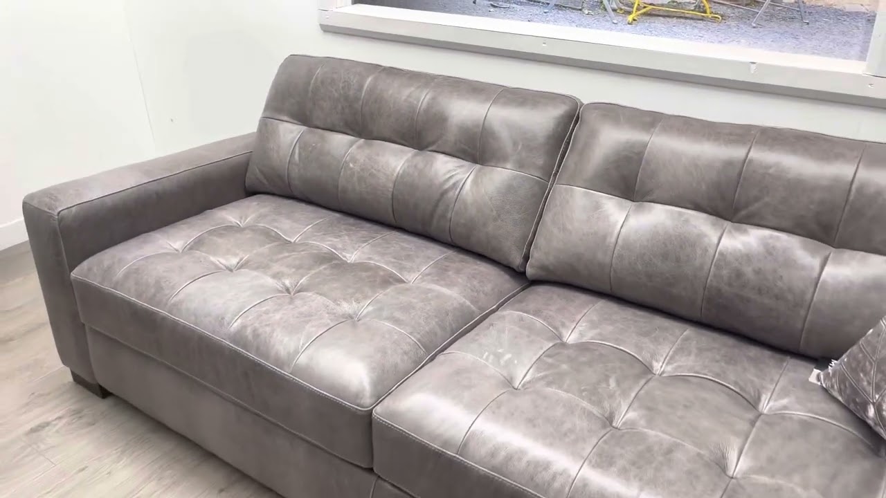 SOFTLINE ITALY ANILINE NATURAL ITALIAN GENUINE LEATHER SOFA ARMCHAIR GREY SOFAMAX OUTLET ACCRINGTON