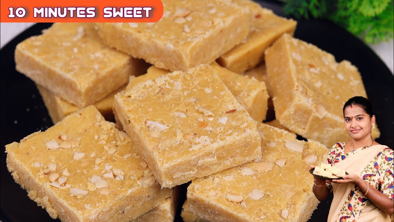 பாகு பதம் தேவையில்லை, கடலைமாவு வைத்து வாயில் கரையும் புதிய ஸ்வீட் | Kadalai Maavu | Besan Burfi