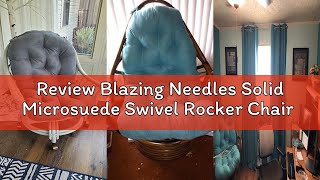 Review Blazing Needles Solid Microsuede Swivel Rocker Chair Cushion, 48' x 24', Hunter Green