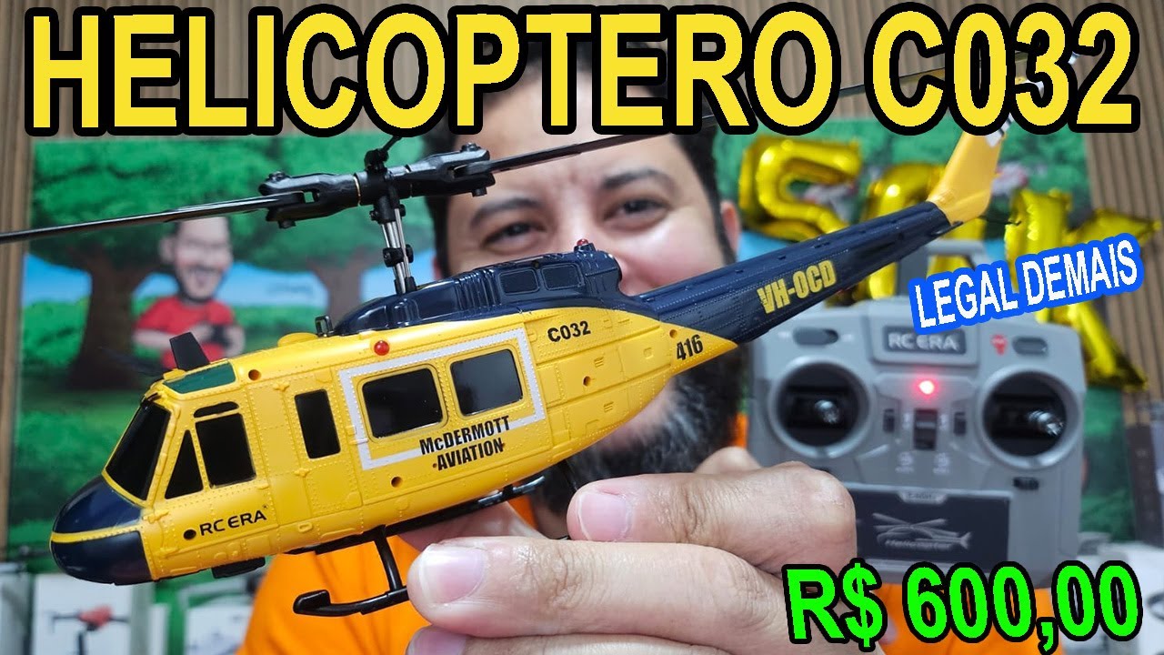 Helicoptero RC C032 RC ERA vira de ponta cabeça faz dorso todas as funções como configurar calibrar