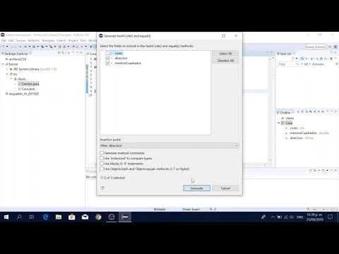 Generar hashCode() y equals() para una clase en eclipse