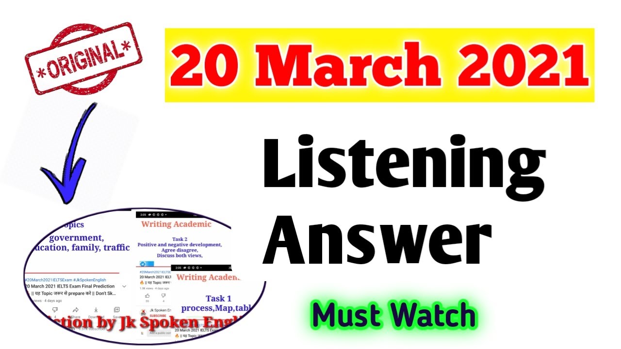 20 March 2021 Listening & Reading Answer 🔥