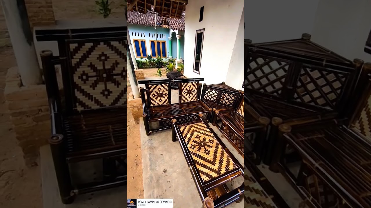 kursi sudut bambu hitam aslii dari bambu balap garage,lokasi Kotabumi Lampung Utara
