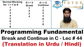 Usage of Break AND Continue Statements in C | C Language LECTURE – 44 |