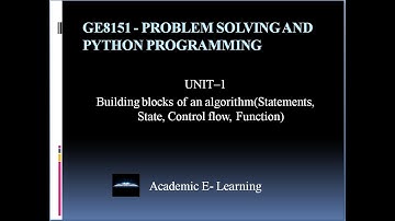 Lec-02| Building blocks of an algorithm| Unit -1 | GE8151 Problem Solving & Python Programming