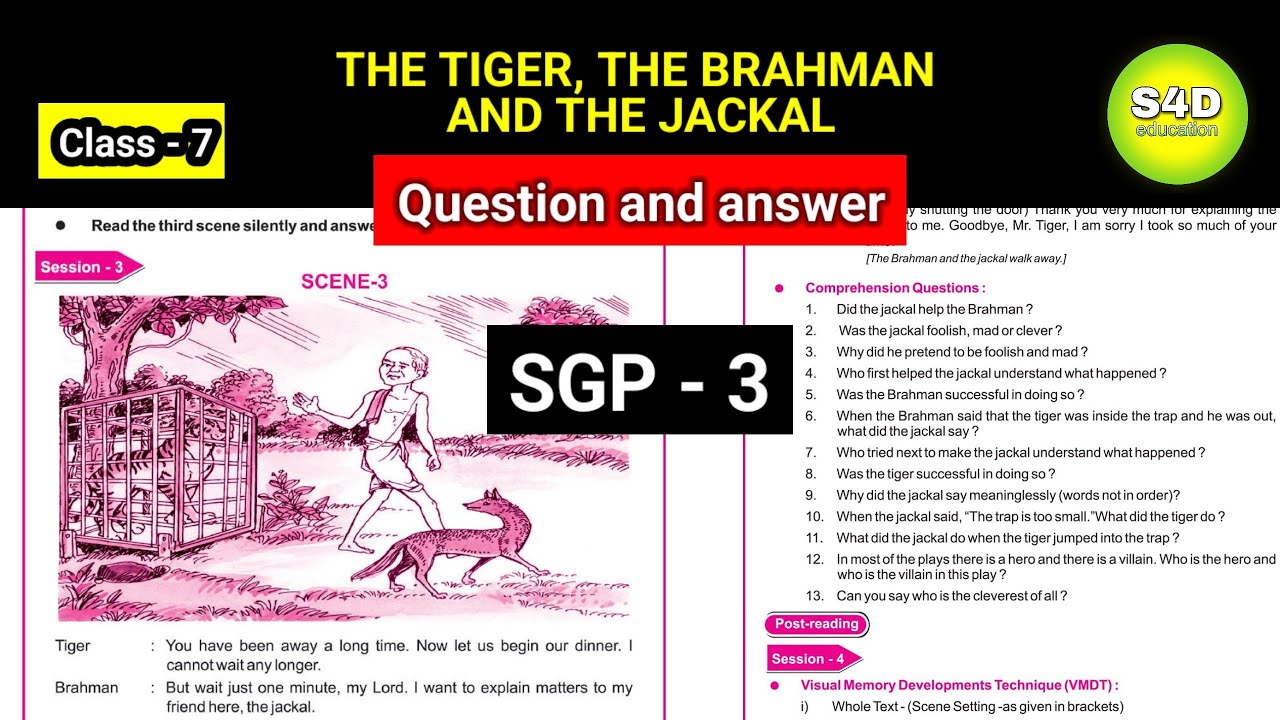 The Tiger, The Brahman and The Jackal SGP-3 |Question Answer | Class 7 English