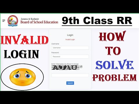 Invalid Login Issue Jkbose Class 9th RR #jkbose #InvalidLogin