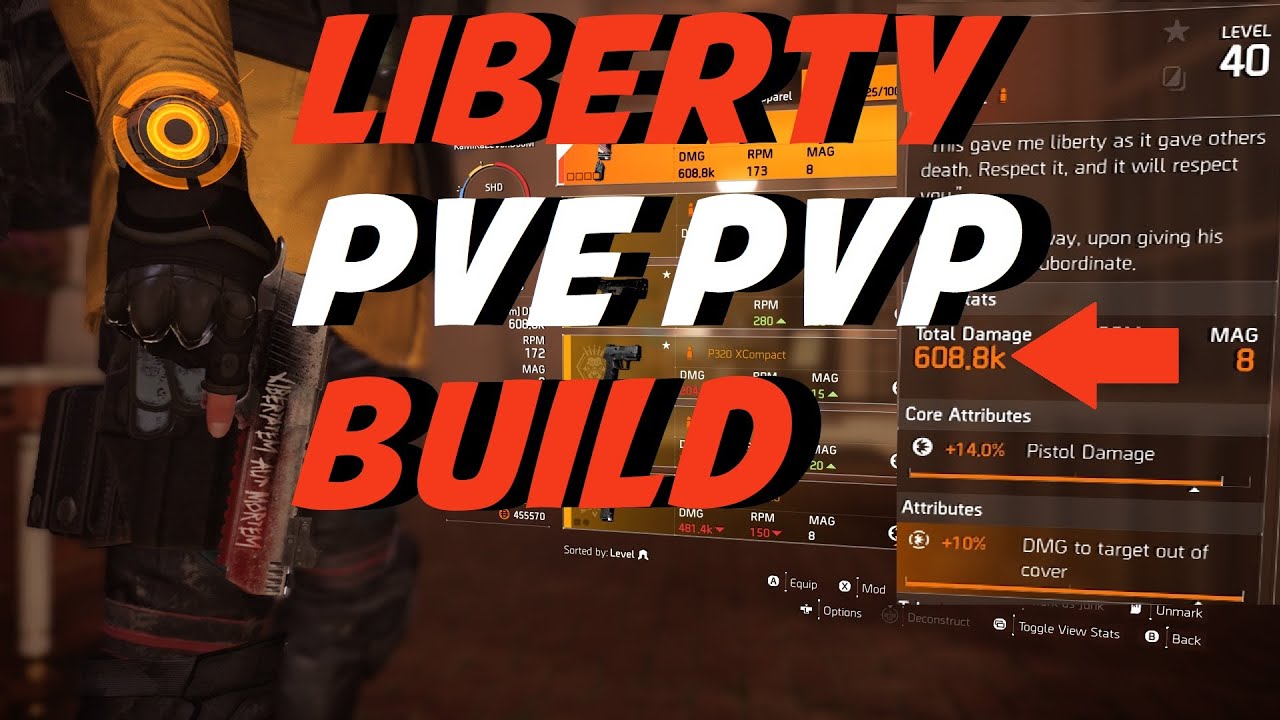 Liberty Pistol Build 608.8k BASE DMG The Division 2 TU9 PVE PVP