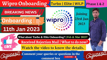 Wipro onboarding update | 11th Jan Onboarding & 23rd Jan 2023 Joining 🎉| Turbo, Elite & Wilp 🎉🔥