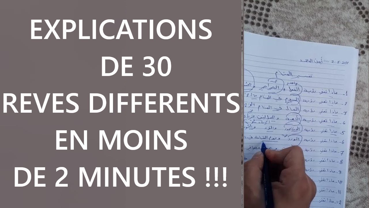 EXPLICATIONS DE PLUS DE 30 REVES EN SEULEMENT 2 MINUTES + DECRYPTAGE