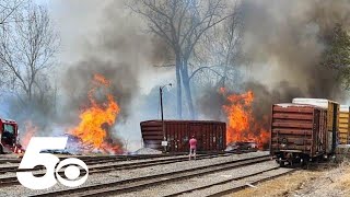 Fire crews put out train car fire in Fort Smith