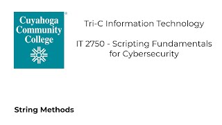 IT 2750 - String Methods