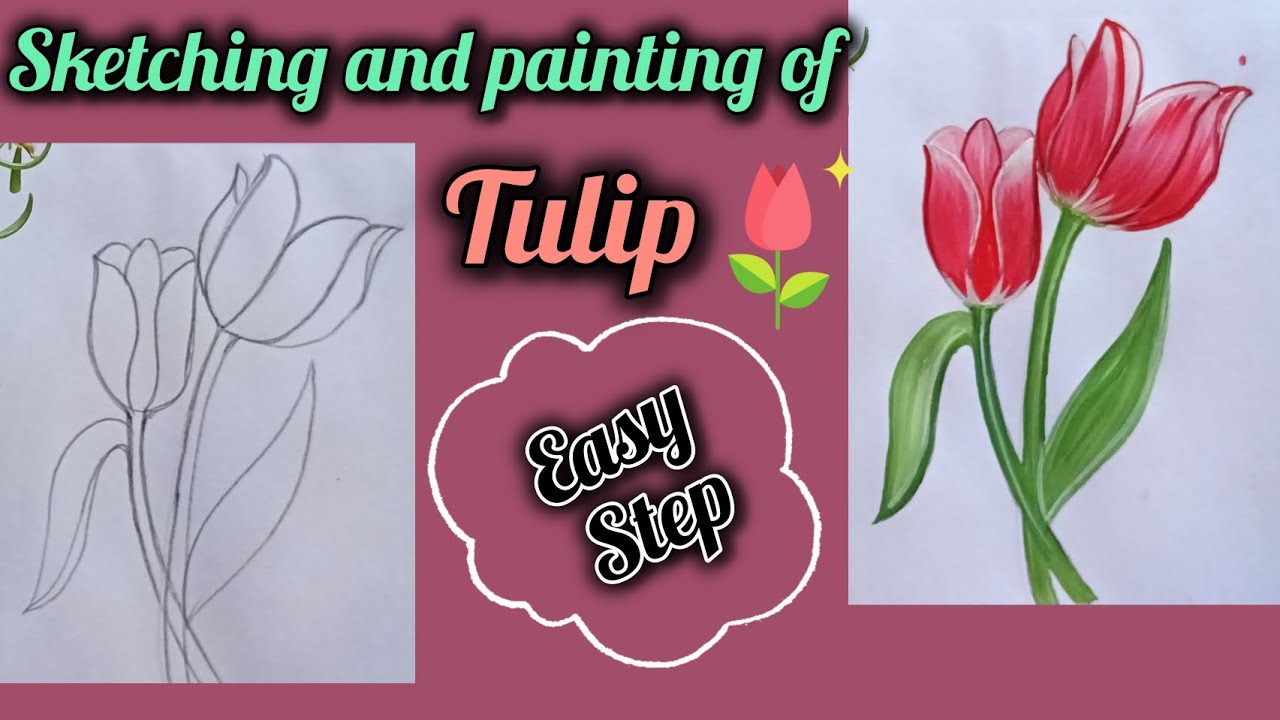 How to draw and paint Tulip 🌷/ acrylic painting/My Creations 2021 - YouTube