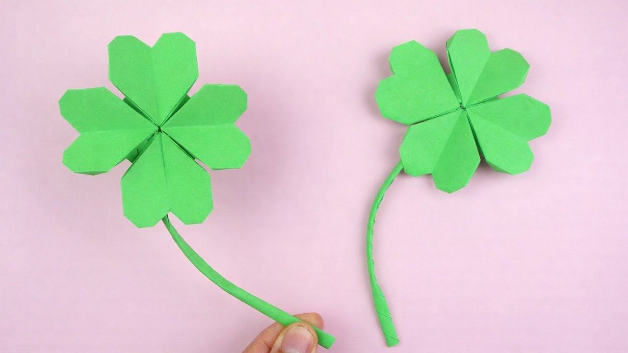 【折り紙】 簡単 可愛い 四葉のクローバー 折り方 / 折り紙 四葉のクローバー