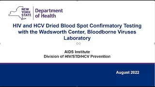 HIV and HCV Dried Blood Spot Confirmatory Collection Training 2022 (module only)