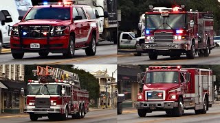 Multiple Boerne Fire Trucks Responding To A Rollover Car Accident 