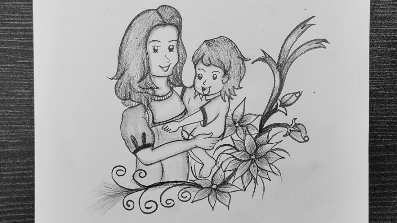 Easy Drawing For Mother's Day // Mother's Day Special Drawing // Kids ...
