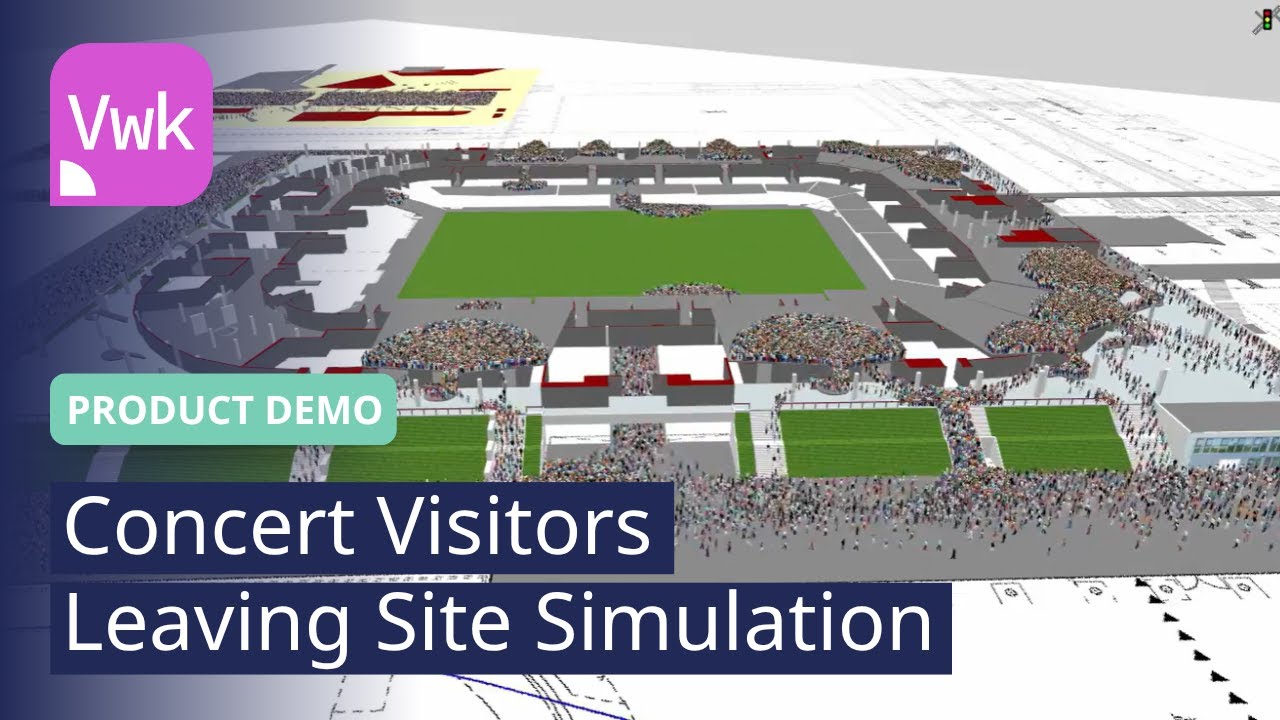 Concert Visitors Leaving Site Simulation | PTV Viswalk | Product Demo ...