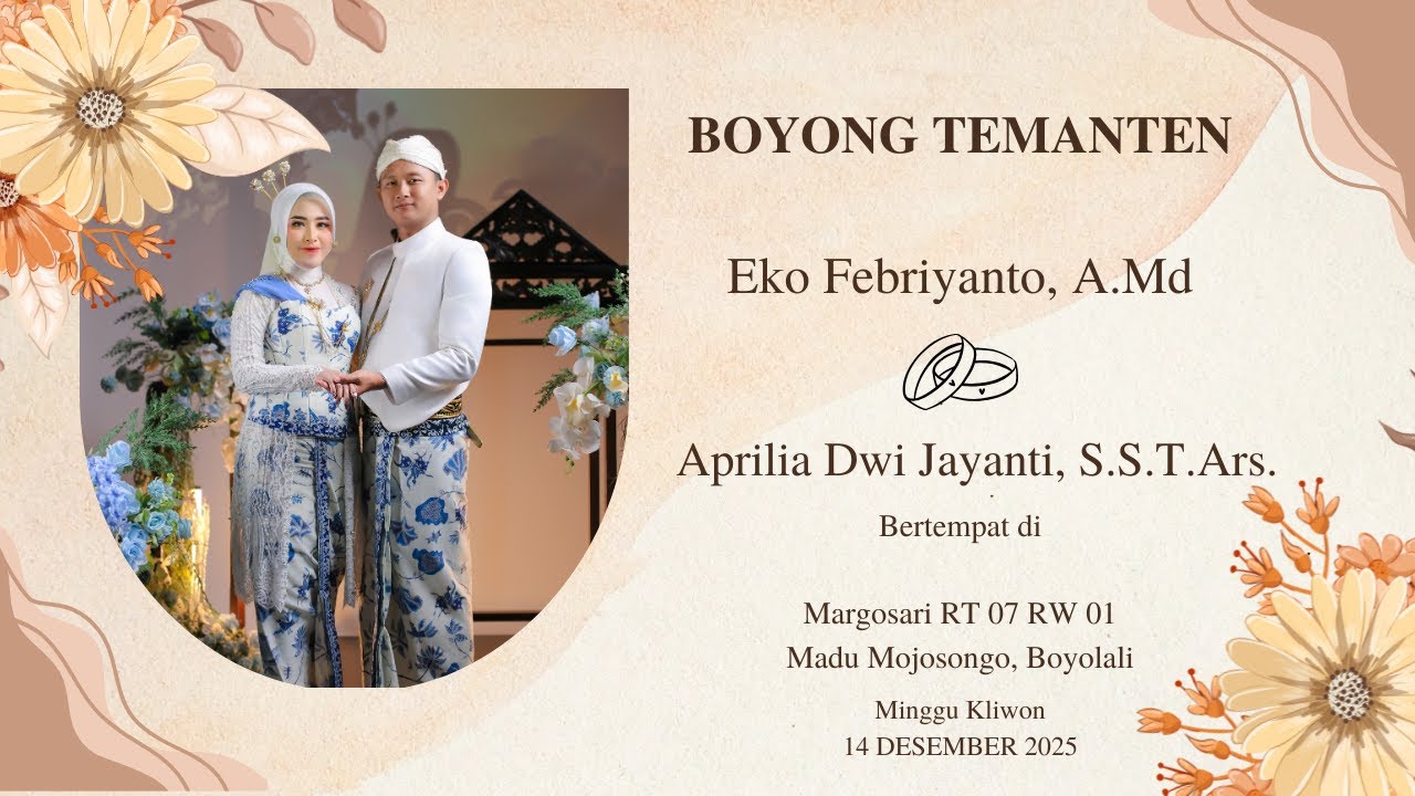 live 🔴Boyong Temanten      Eko Febriyanto, A.Md     &    Aprilia Dwi Jayanti, S.S.T.Ars.