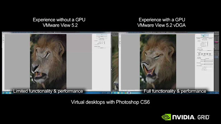 VMware Horizon View Photoshop CPU only vs. NVIDIA GRID