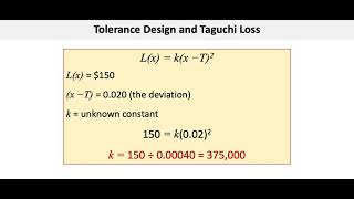 Operations And Supply Chain Management Tolerance Design And The Taguchi Loss Function