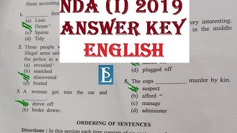 NDA/NA 2019 Answer key // paper 2 // English
