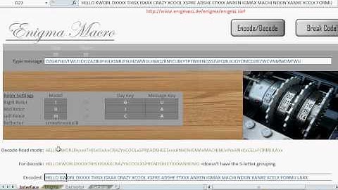 Enigma Machine Spreadsheet