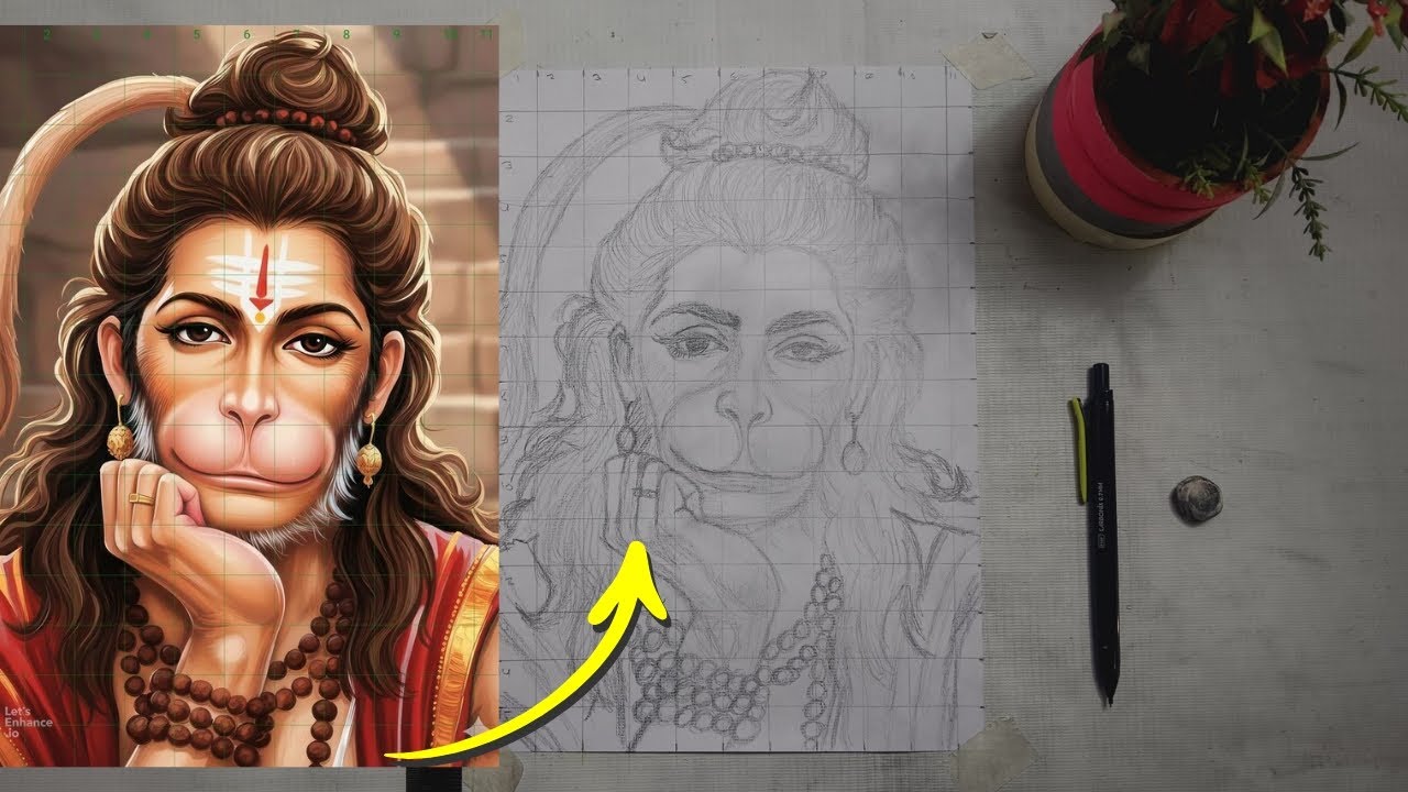 Hanuman jayanti special drawing 😍/ how to draw hanuman ji 😀 - YouTube