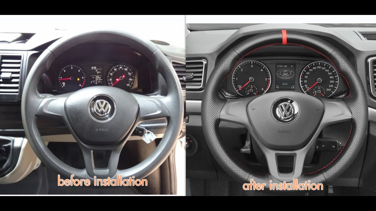 MEWANT Housse De Volant Premium En Cuir Microfibre Et Fibre De Carbone Pour VW Amarok T6 California Caravelle Multivan