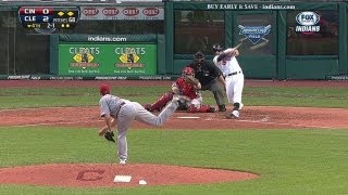 CIN@CLE: Raburn ropes an RBI double to left field