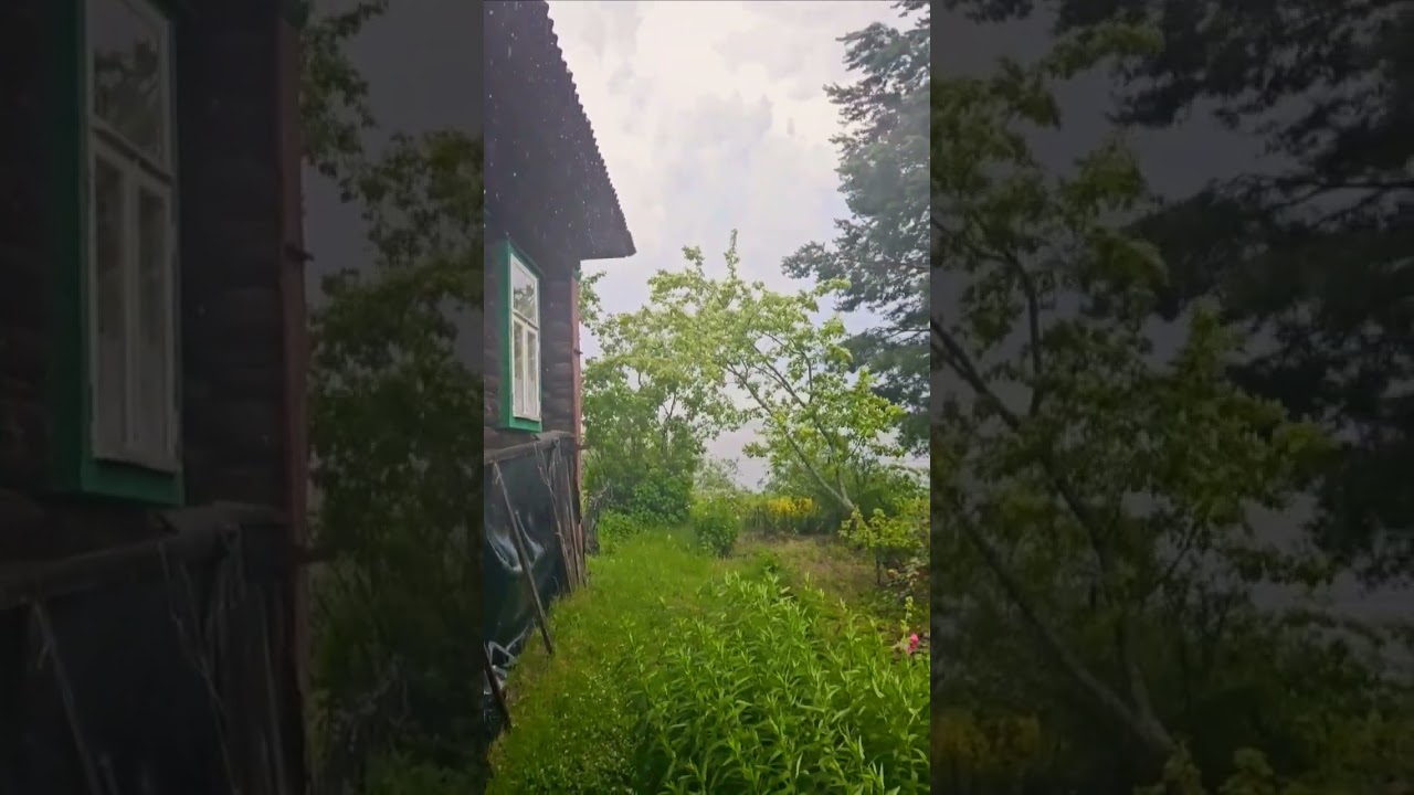 Летний дождь  на острове в деревне 