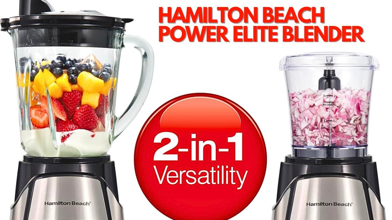 Hamilton Beach Power Elite Blender: for Smoothies with 3-Cup Vegetable Chopper, Mini Food Processor
