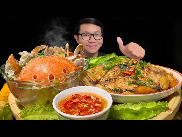 🔥 Hao Cơm Cá Ngừ Kho Thơm & Canh Ghẹ Nấu Bầu | Tuna & Crab Soup Mukbang | Quang ASMR