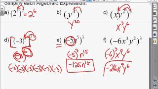 Algebra 2 Accelerated: 5.1: (Part 2): Multiplying Monomials   The Product and Power Rules