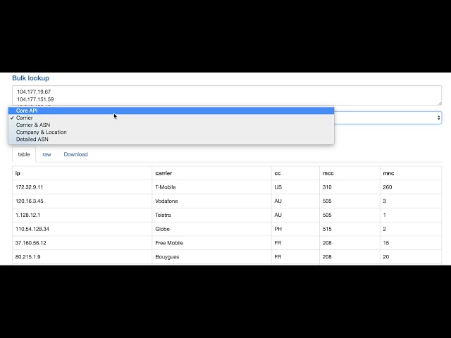 IP to Carrier Details - IPInfo.io