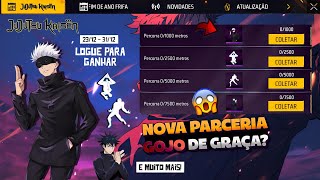 SAIU!! MELHOR EVENTO, PEGUE O SATORO GOJO GRÁTIS? NOVA PARCERIA, PRÊMIOS E ATUALIZAÇÃO - FREE FIRE