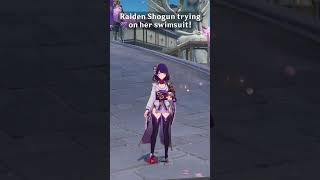 Raiden Shogun Trying On Her Swimsuit