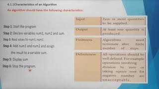 Characteristics of an algorithm in English, part 2, chapter 4, A. Jaya Mabel Rani