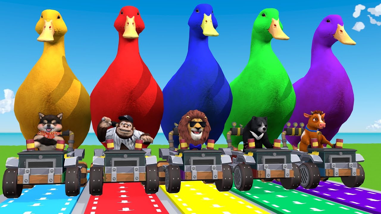 Long Slide Game With Cow Elephant Gorilla Hippopotamus Tiger 3d Animal Game Funny 3d Animals