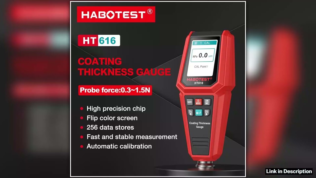 HABOTEST HT616 Car Coating Thickness Gauge 01500UM Car Film Paint Thickness Tester Measurement Save